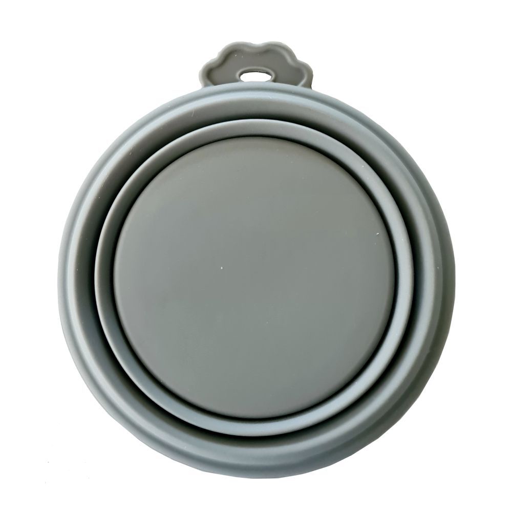 Pet One Silicone Round Travel Bowl Light Grey 370ml  image