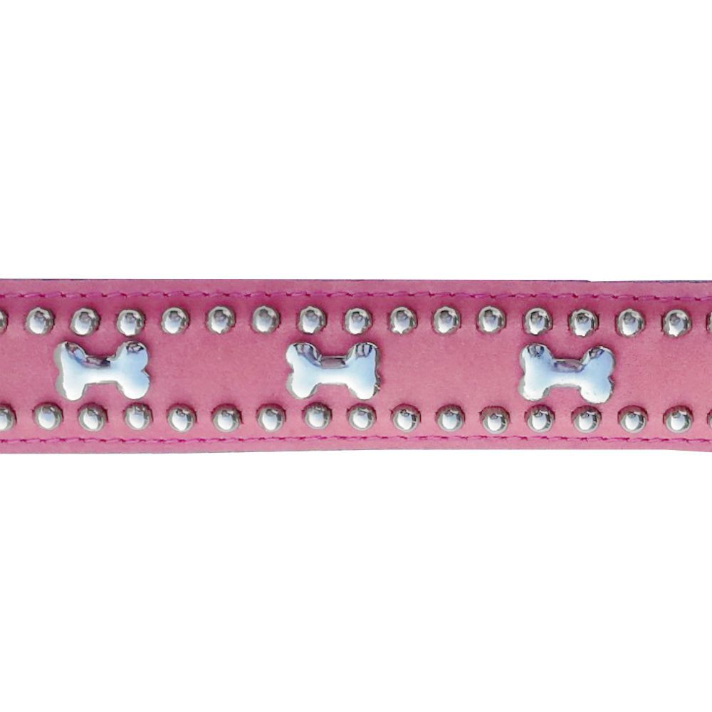 Mikmac Bones Dusty Pink Leather Collar 24" 60cm image