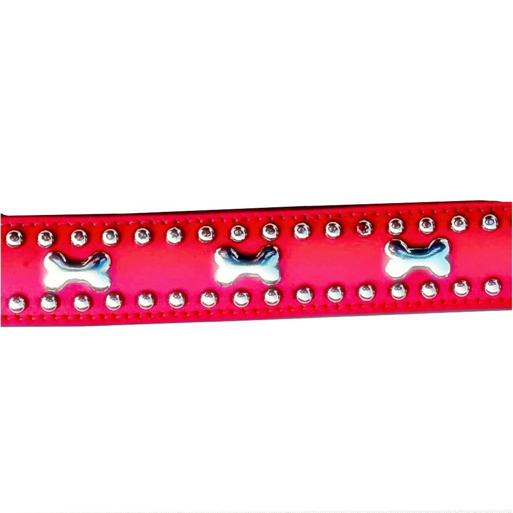 Mikmac Bones Red Leather Collar 65cm (26") image