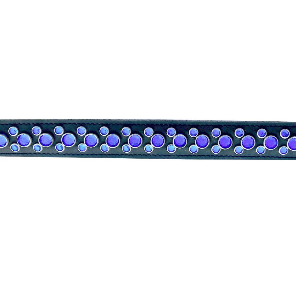 Mikmac Paris Black with Blue Stones Leather Collar 65cm (26") image