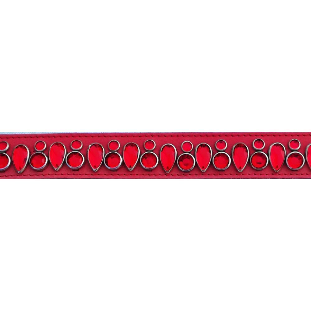 Mikmac Tear Drop Red Leather Collar 65cm (26") image