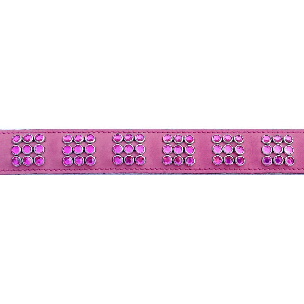 Mikmac Pink Nubuck Square Pink Stones Leather Collar 60cm, 65cm image