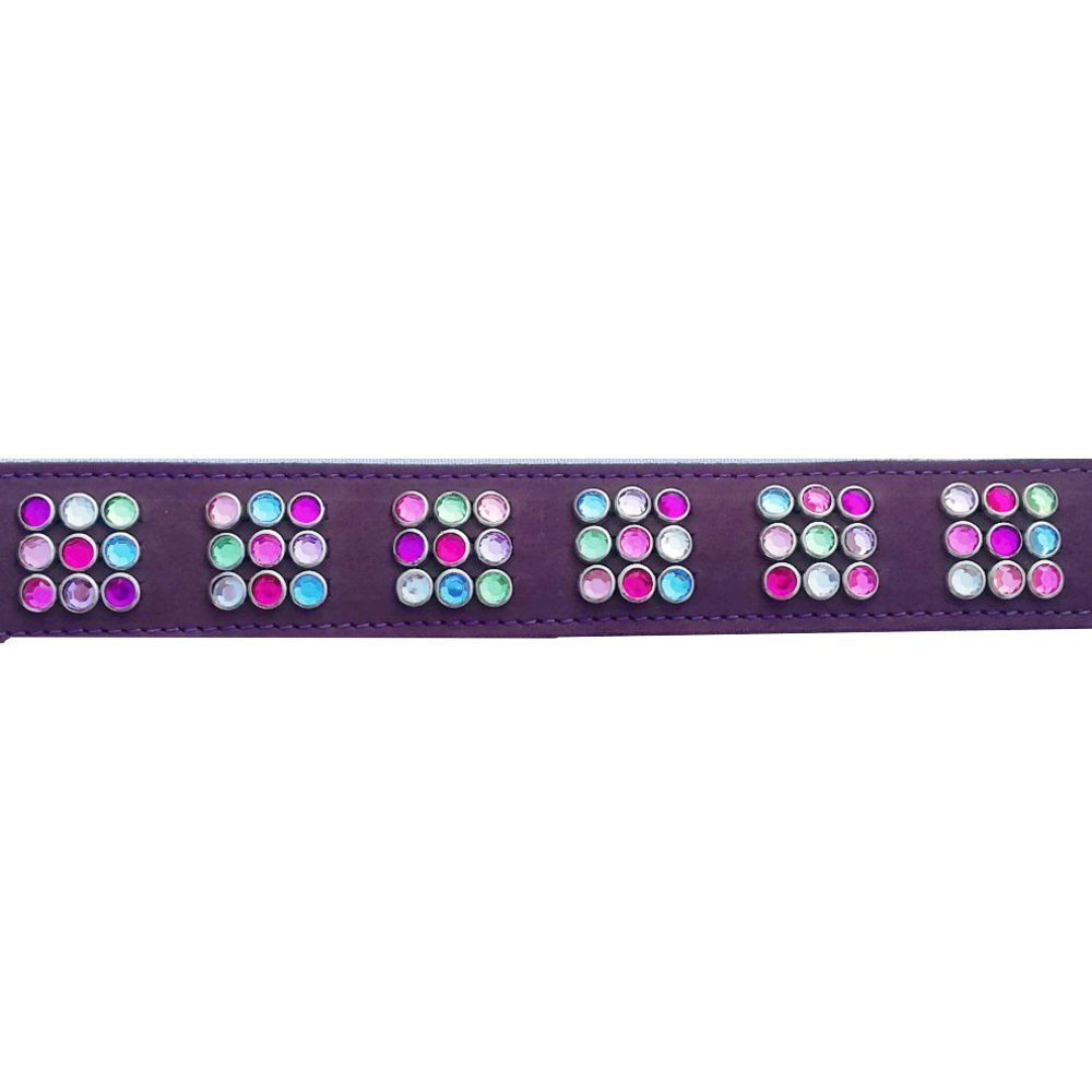 Mikmac Purple Nubuck Square Confetti Stones Leather Collar 65cm image