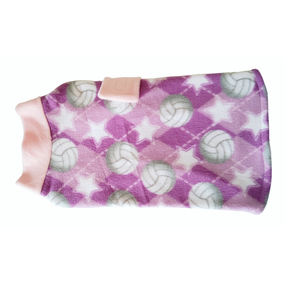 Double Fleece Dog Coat Pink Ball Design 35cm, 40cm image