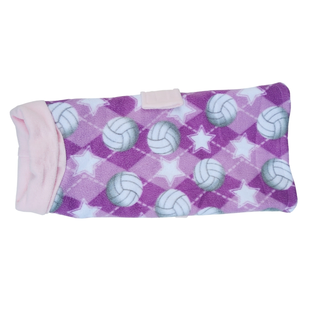 Double Fleece Dog Coat Pink Ball Design with Longer Collar 35cm, 40cm, 50cm image