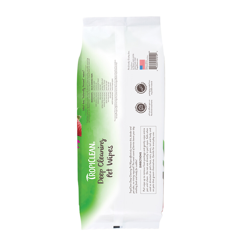 TropiClean Berry & Coconut Deep Cleaning Pet Wipes 100pk image