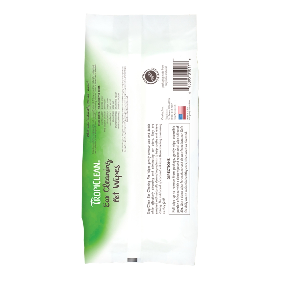TropiClean Mild Coconut Ear Cleaning Wipes 50pk image