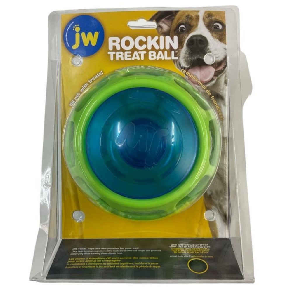 JW Pet Rockin Treat Ball Tough Treat Dispensing Slow Feeder Dog Activity Toy