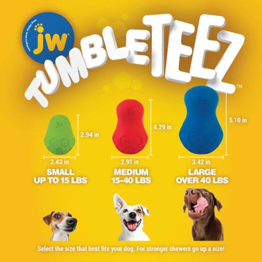 JW Dog Toy Pet Tumble Teez Puzzler Treat Dispenser Green Small Bounce  Wobbly New