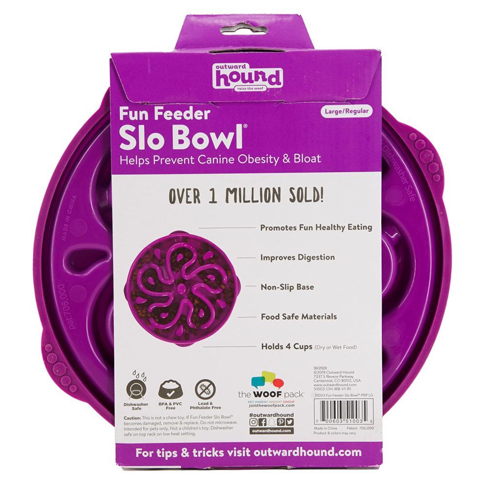 Outward Hound Fun Feeder Slo-Bowl, Large, Purple