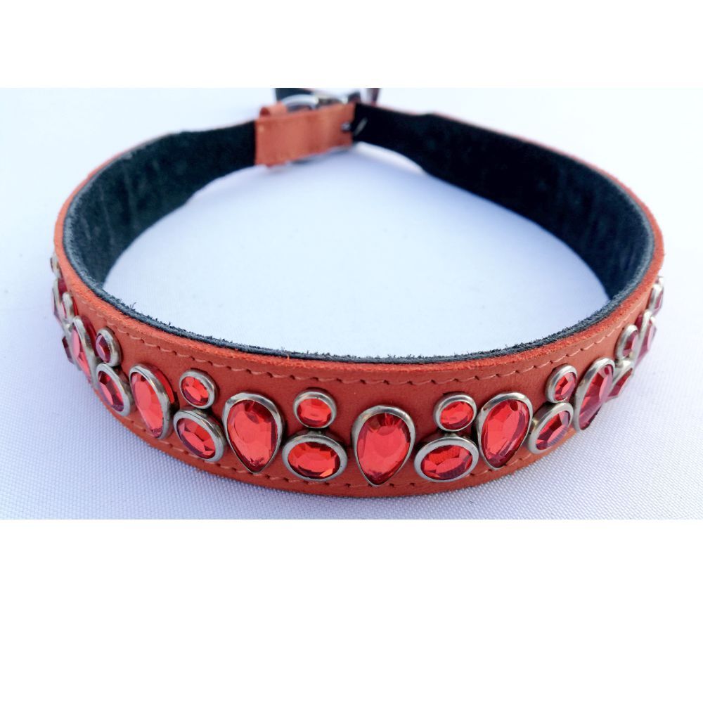 Mikmac Tear Drop Orange Leather Collar | PittaPatta Boutique Mikmac Tear Drop Orange Leather Collar | PittaPatta Boutique