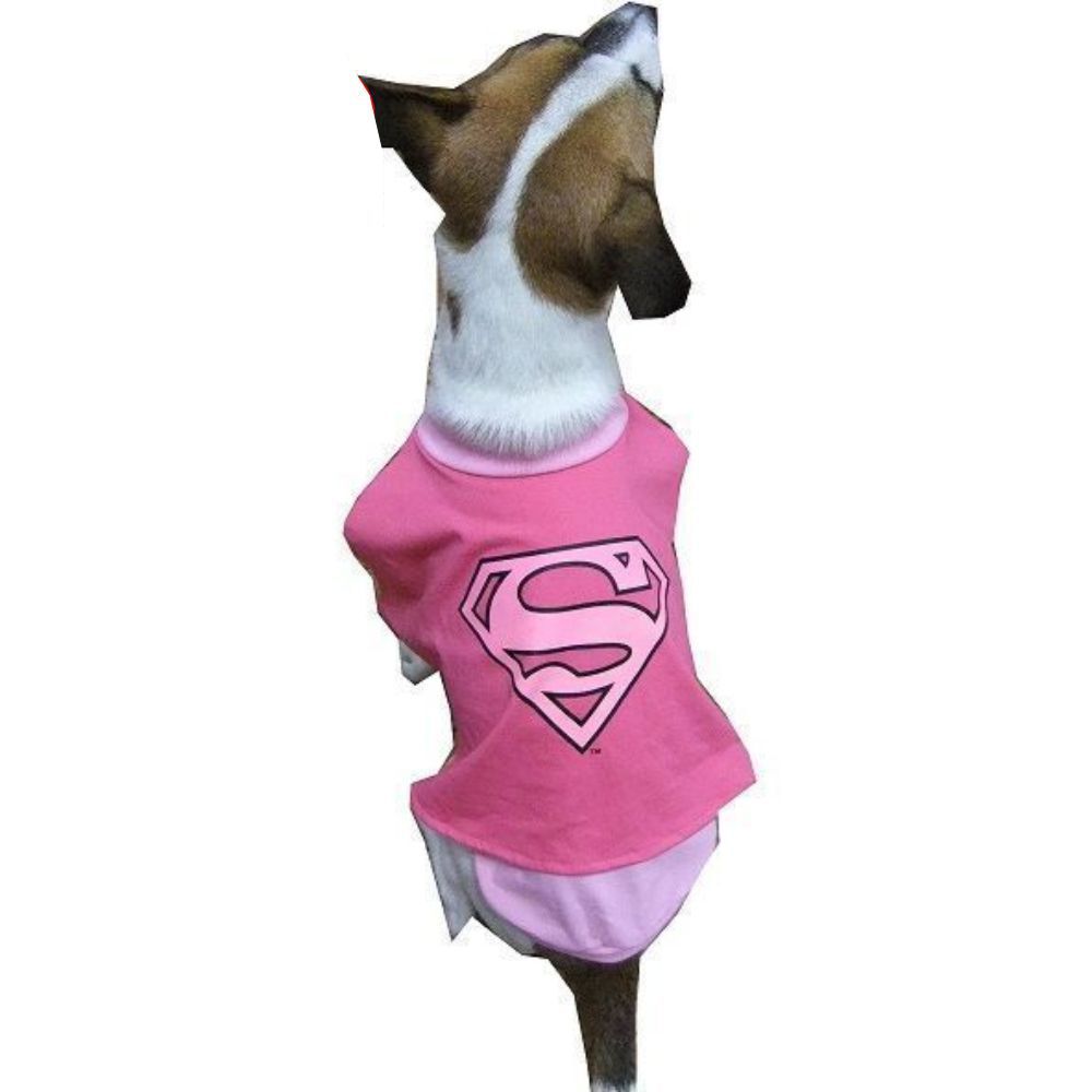 Supergirl Dog Costume Pink 6 XXL 45cm PittaPatta Boutique