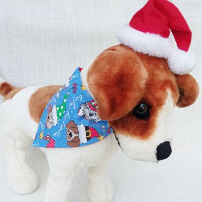 Christmas Bandana Blue on dog