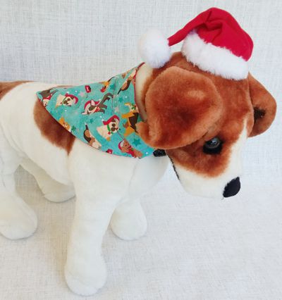 Christmas Bandana Teal on dog