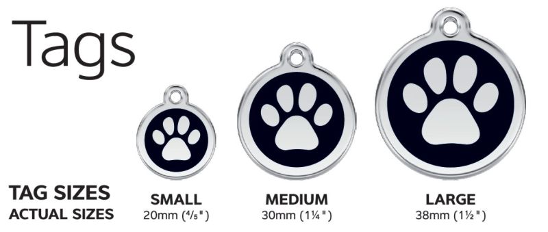 Red Dingo Tags sizes