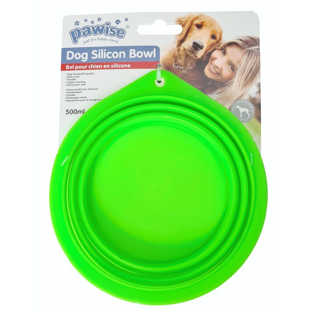 Pawise Silicone Pop-up Travel Dog Bowl 500ml Green