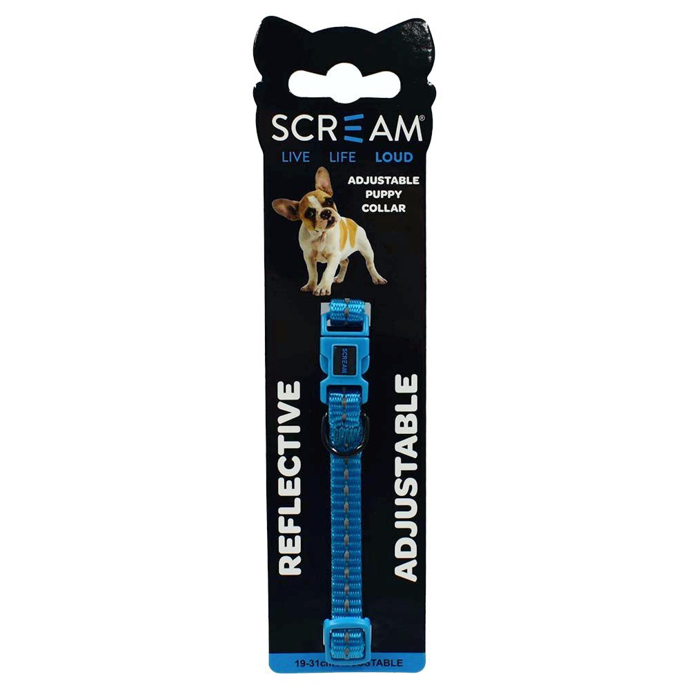 Scream Reflective Adjustable Puppy 19-31cm Collar Loud Blue