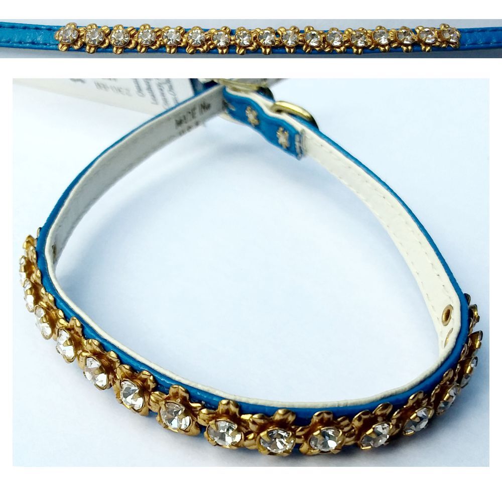 Majestic Jewelled Dog Collar with Filigrees 25-27cm (Blue)