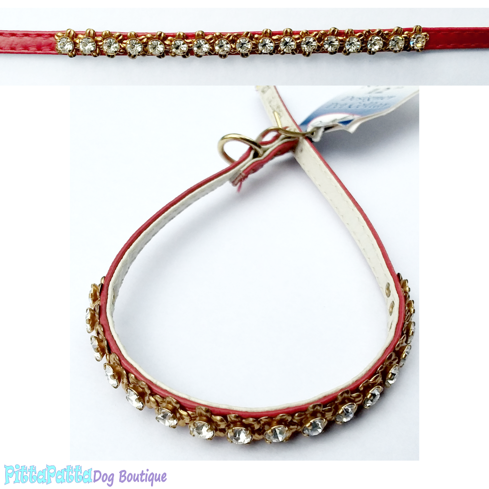 Majestic Jewelled Dog Collar with Filigrees 25-27cm (Red)