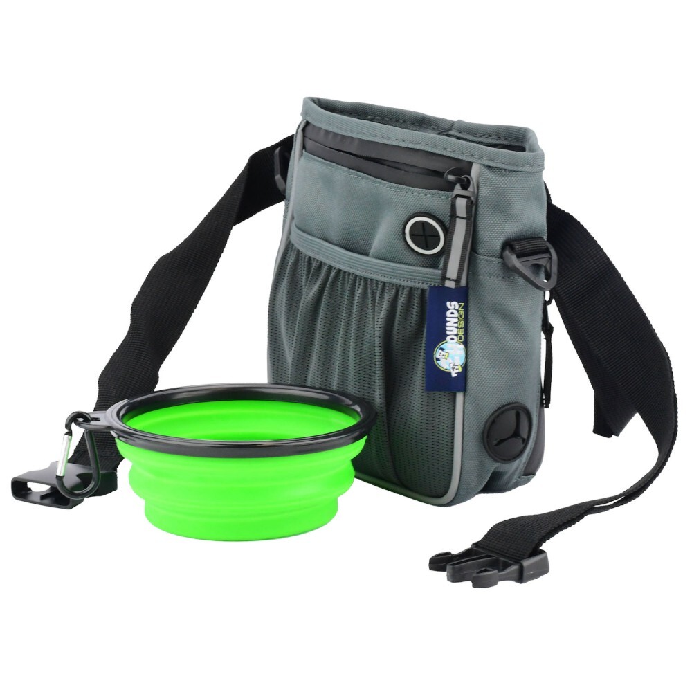 2 Hounds Design Treat Bag, Poop Bag Holder, and Handy Collapsible Water Bowl