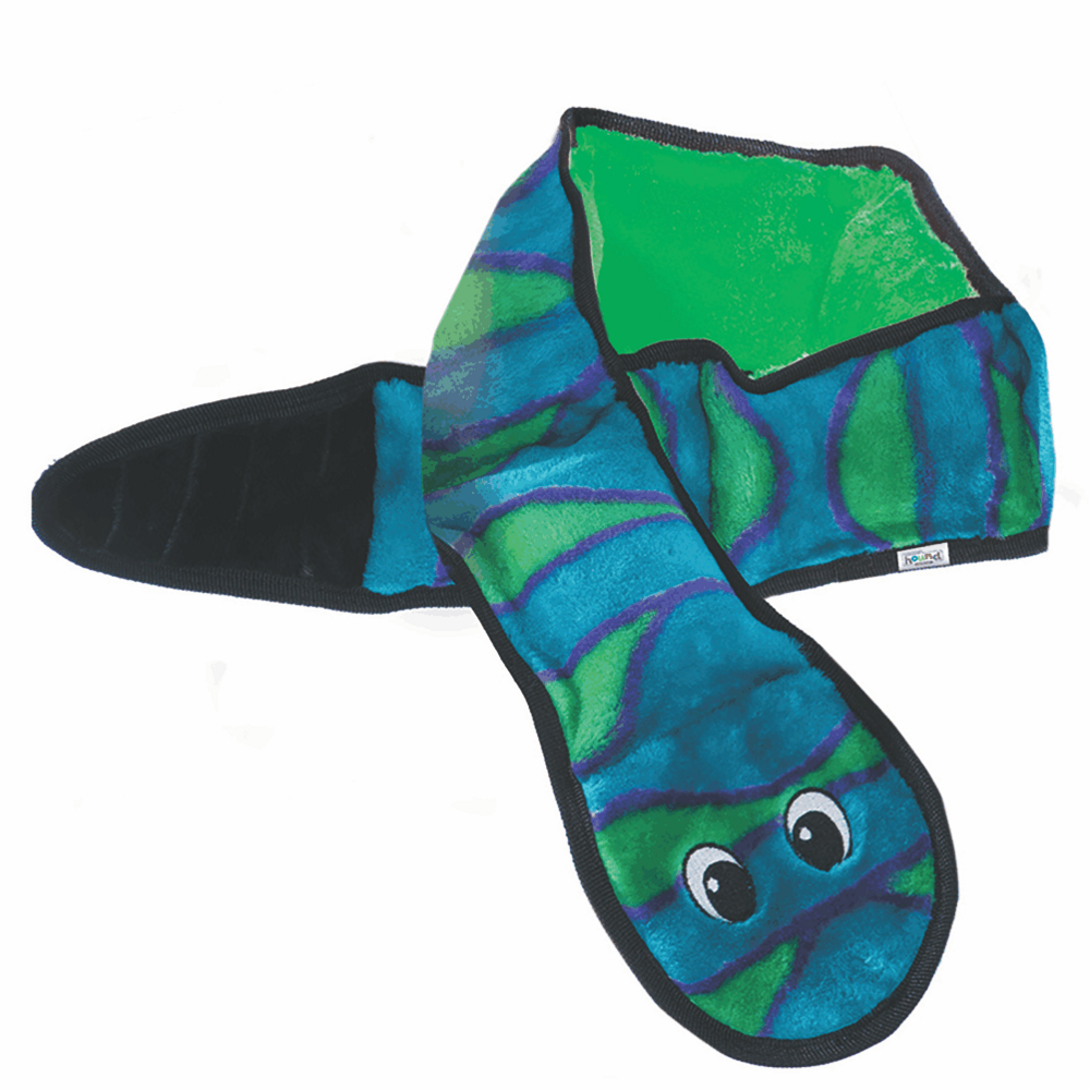Outward Hound Invincible Snake 6 Squeak Blue and Green