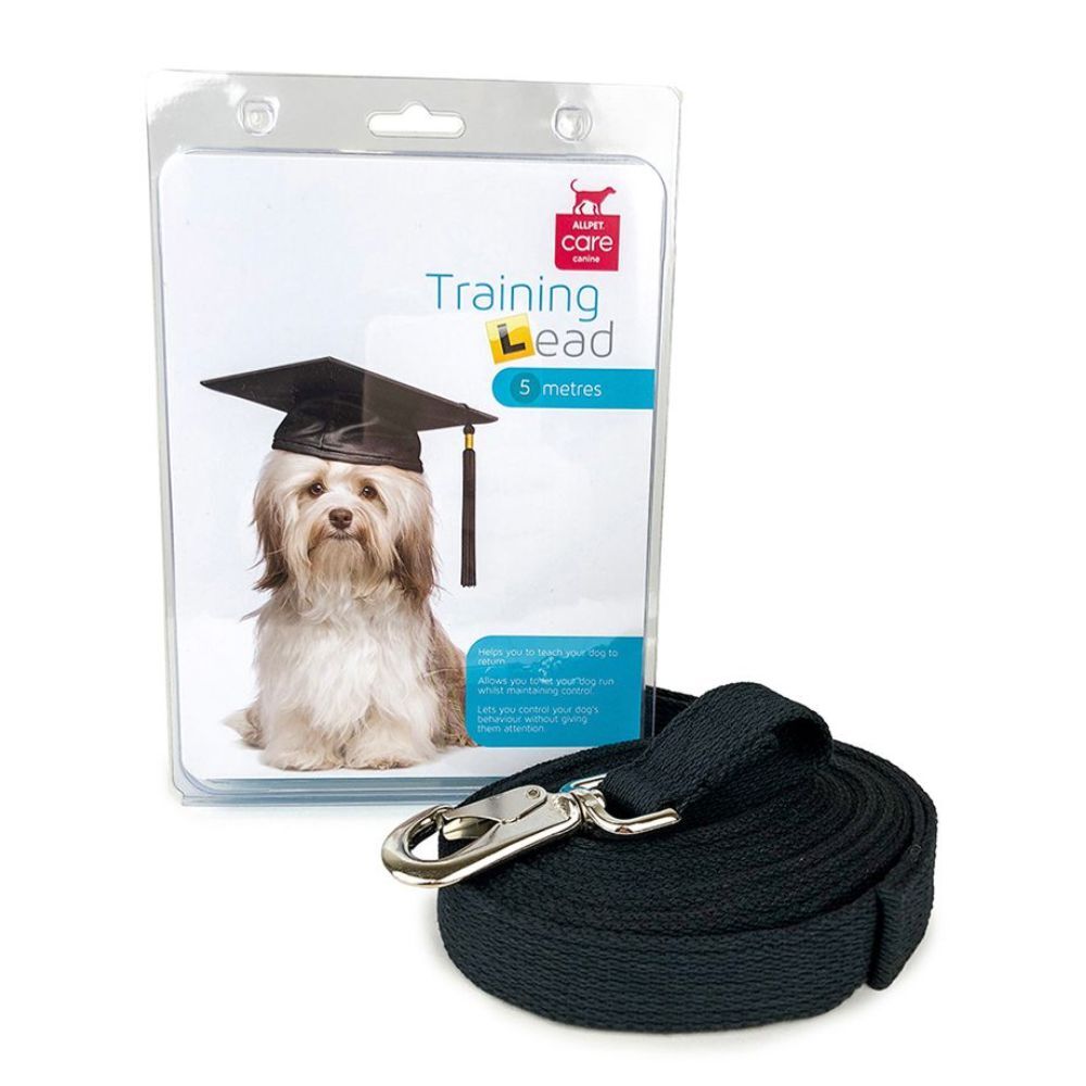 Canine Care Long Recall Training Dog Lead Black 5 metres