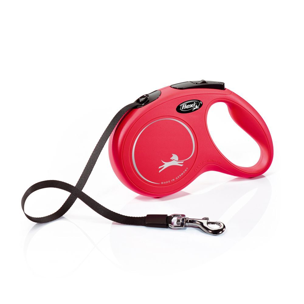 Flexi New Classic Retractable Tape Leash Red (Medium, 5m)