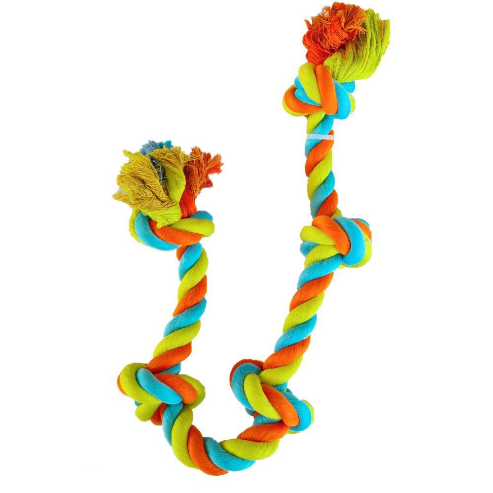 Knots of Fun Jumbo Rope Tug with 5 Knots 85cm Dog Rope Toy