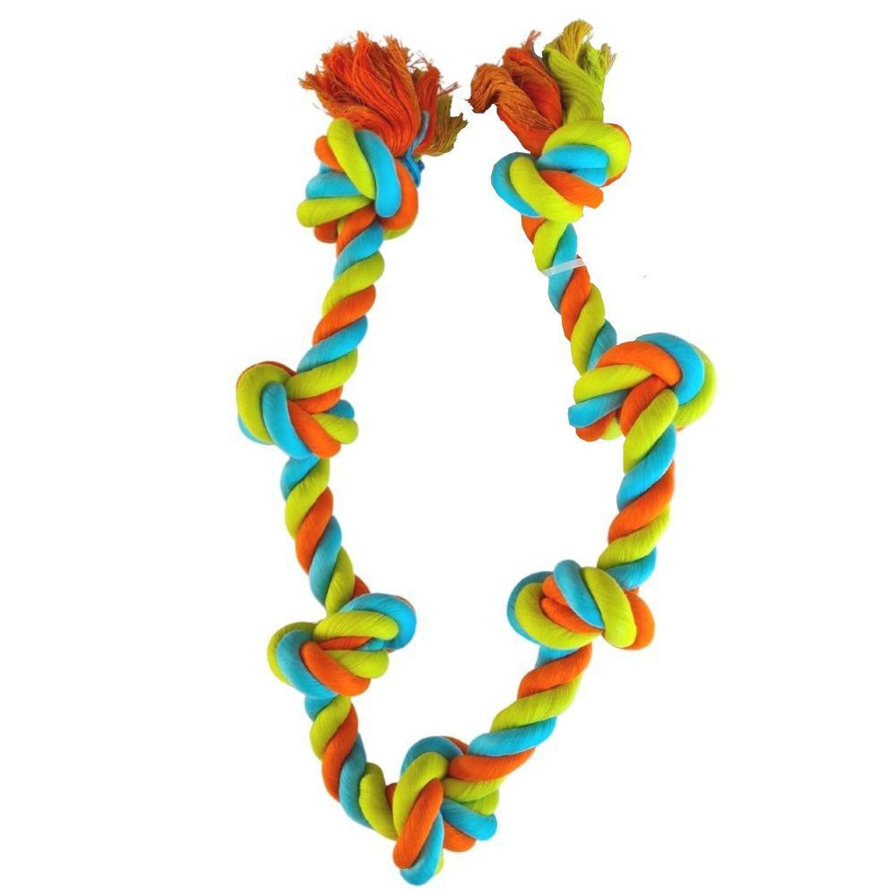 Knots of Fun Jumbo Rope Tug with 7 Knots 100cm Dog Rope Toy