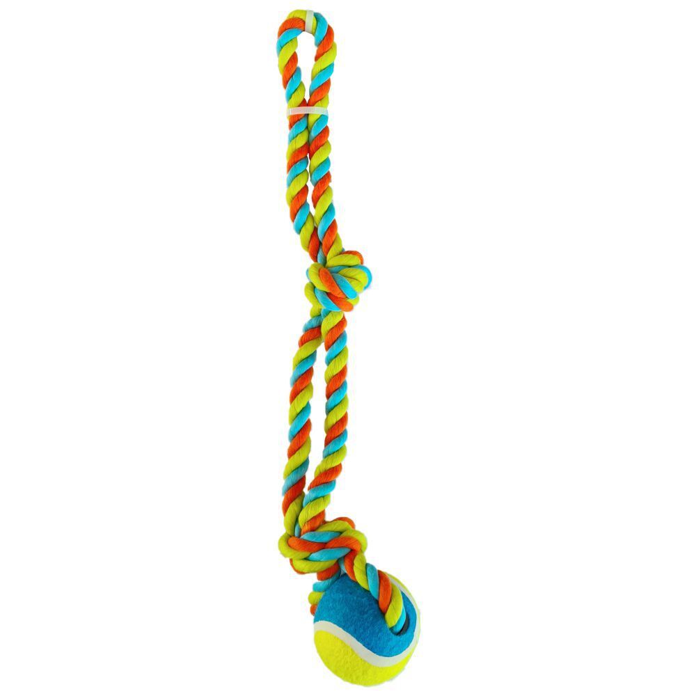 Knots of Fun Rope Tug with Tennis Ball 43cm Dog Rope Toy