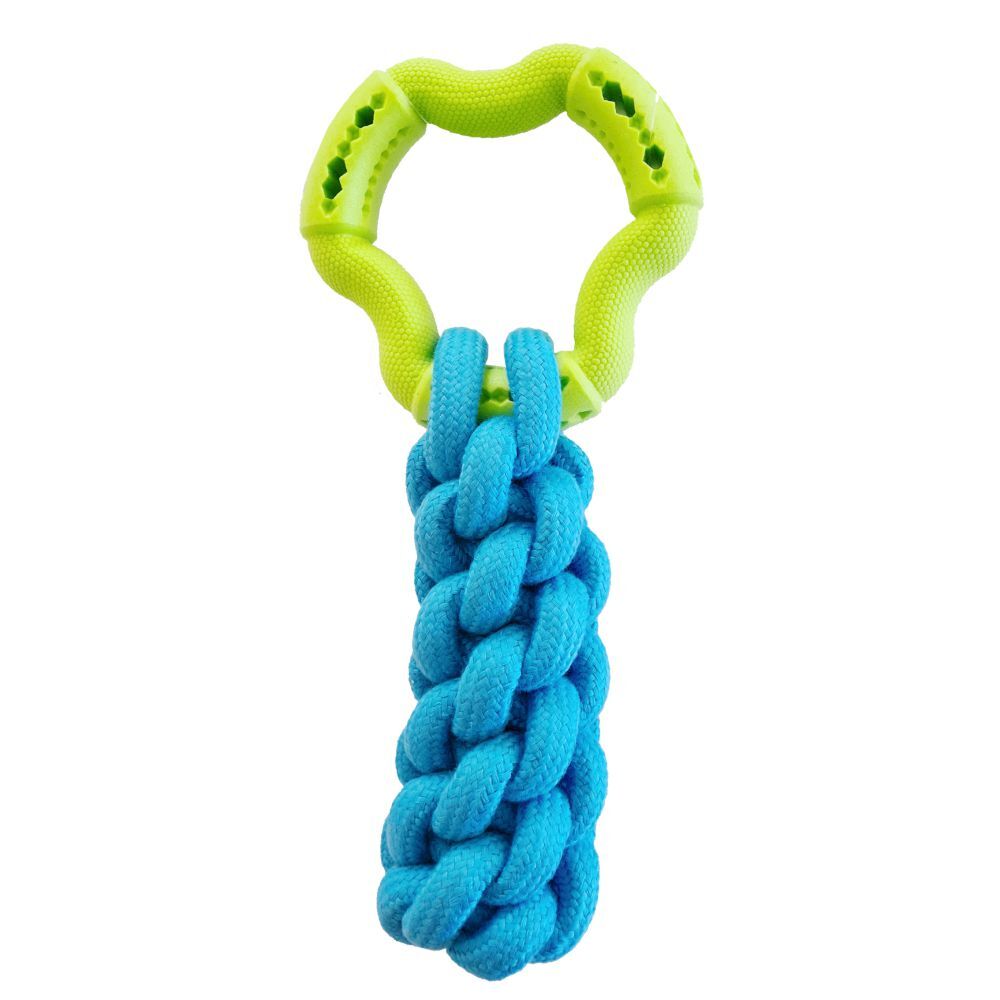 Ruff Play Foam Dental Ring with Rope Chew Dog Toy