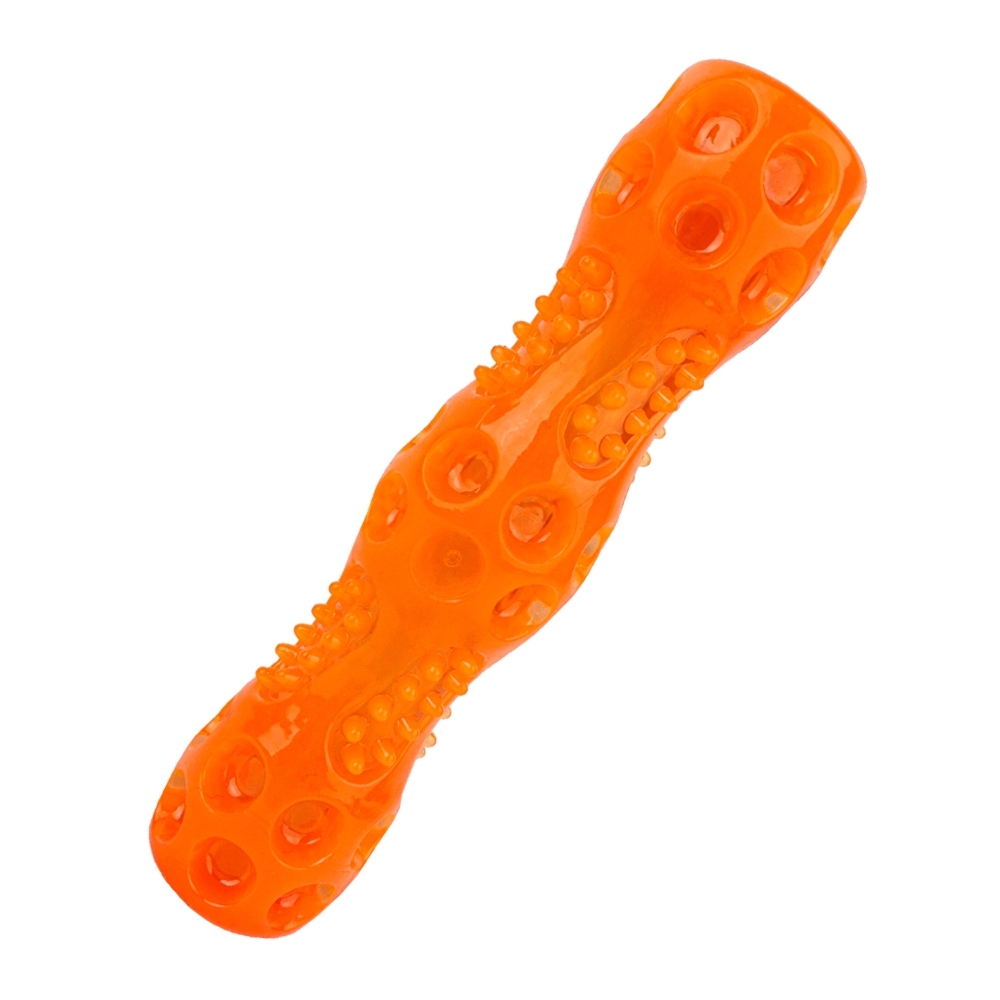 Ruff Play Durable Rubber Squeak Dog Toy Orange 18cm