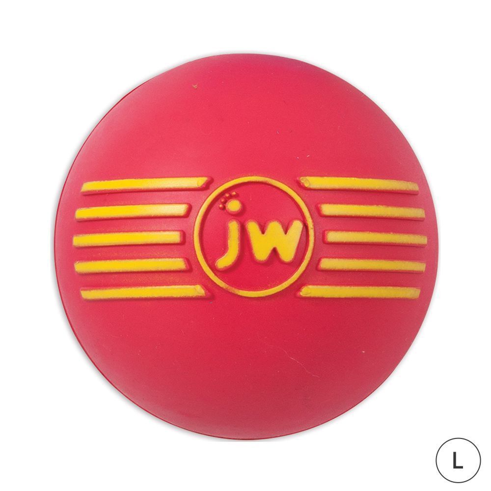 JW PET iSqueak Ball Dog Toy (Red, Large 10cm)