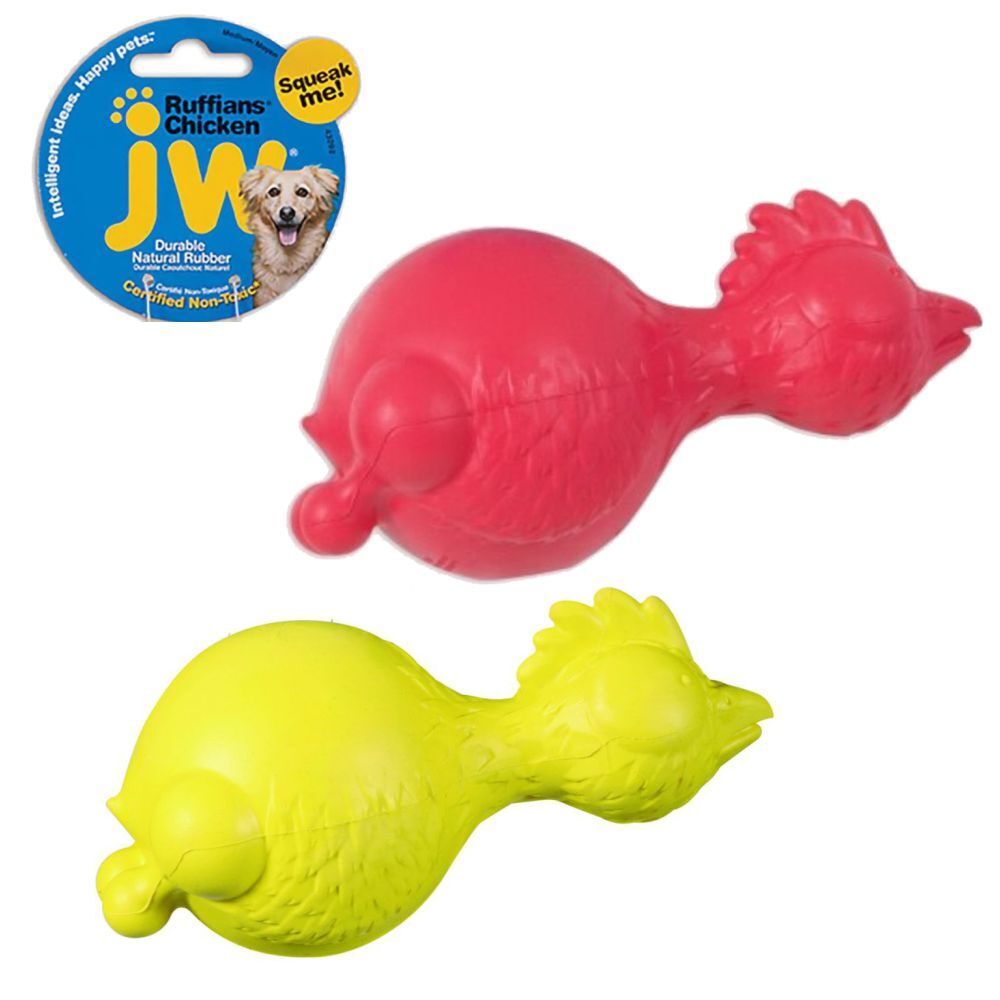 JW Ruffians Chicken Medium Squeaky Dog Toy