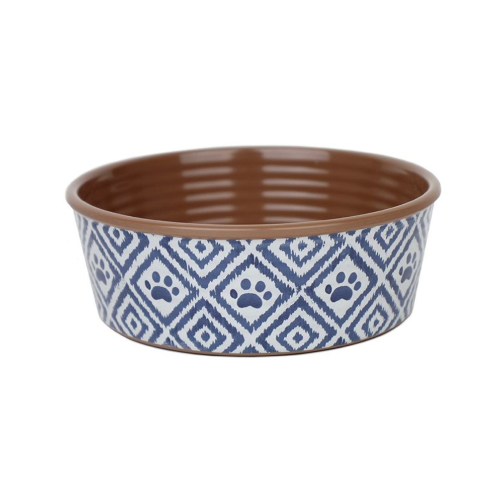 Barkley & Bella Melamine Bowl Paw Ikat Indigo Small 450ml