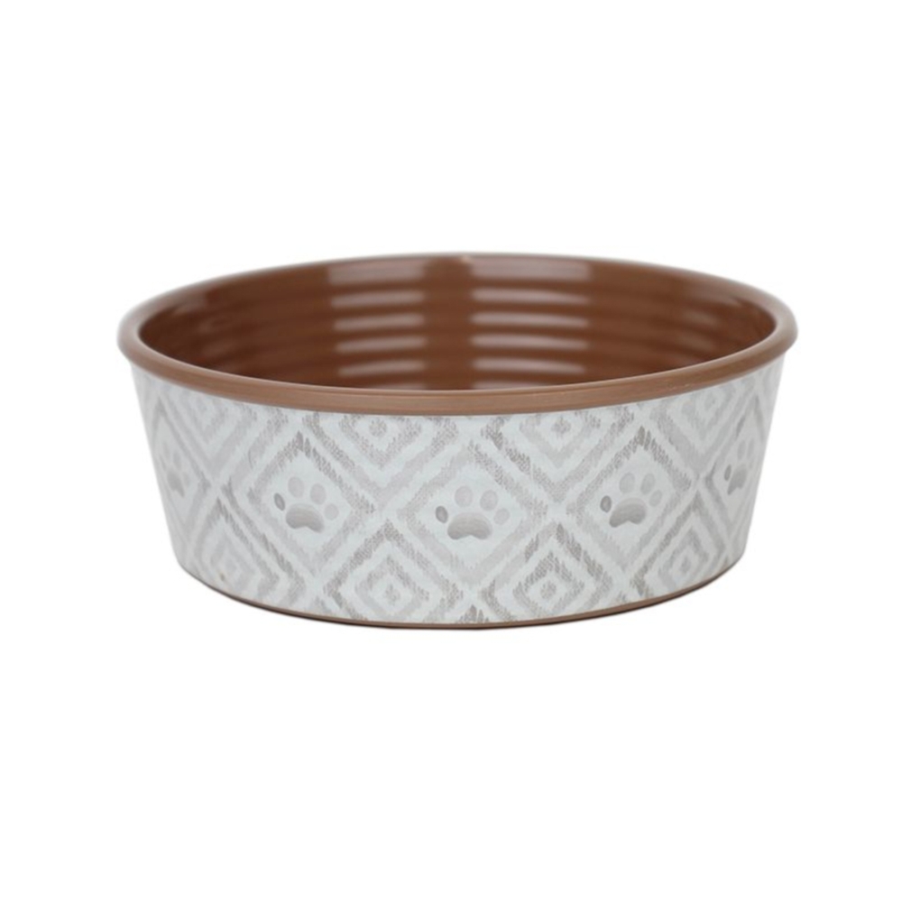 Barkley & Bella Melamine Bowl Paw Ikat Natural Small 450ml