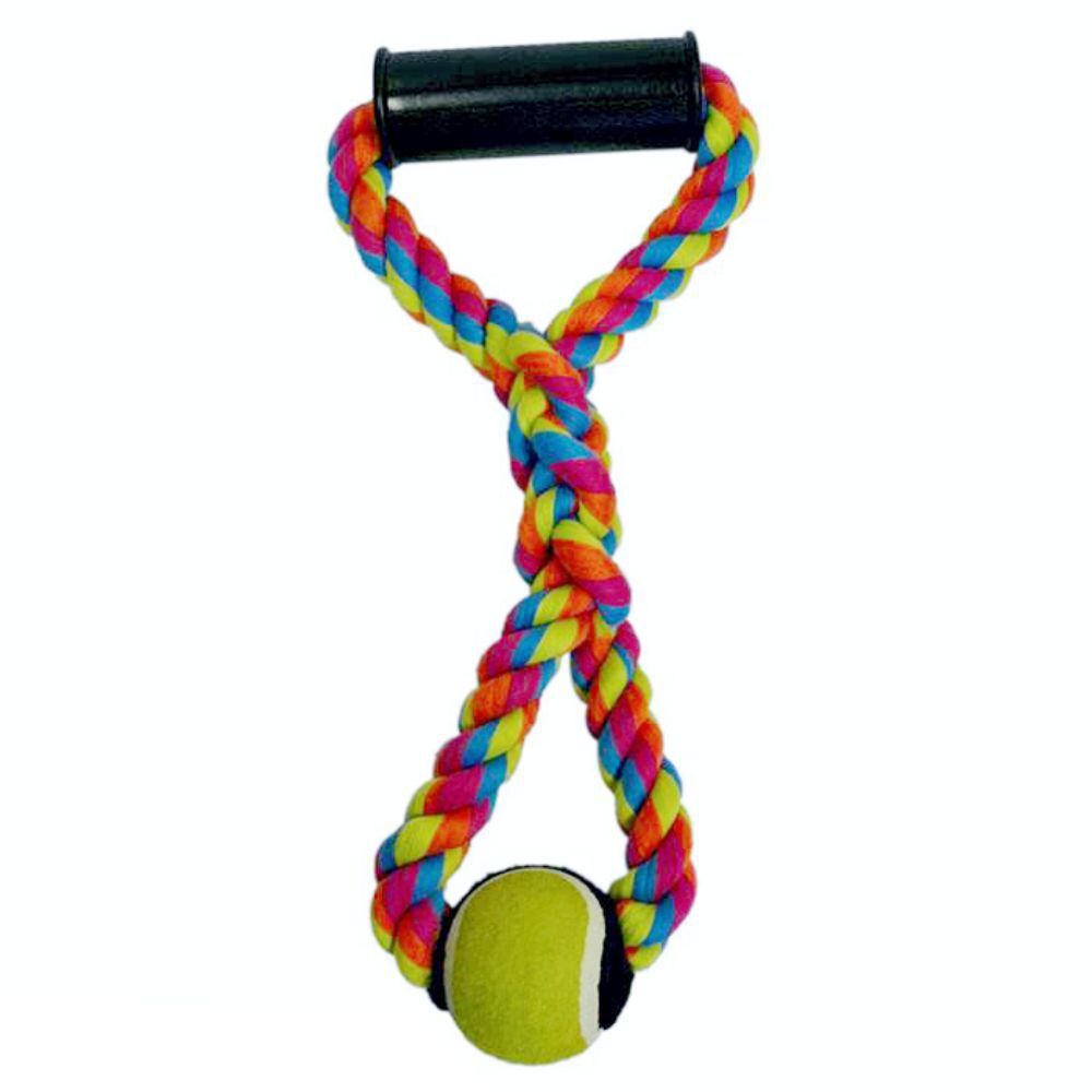 Scream Hand Tug Rope with Tennis Ball 35cm Dog Rope Toy