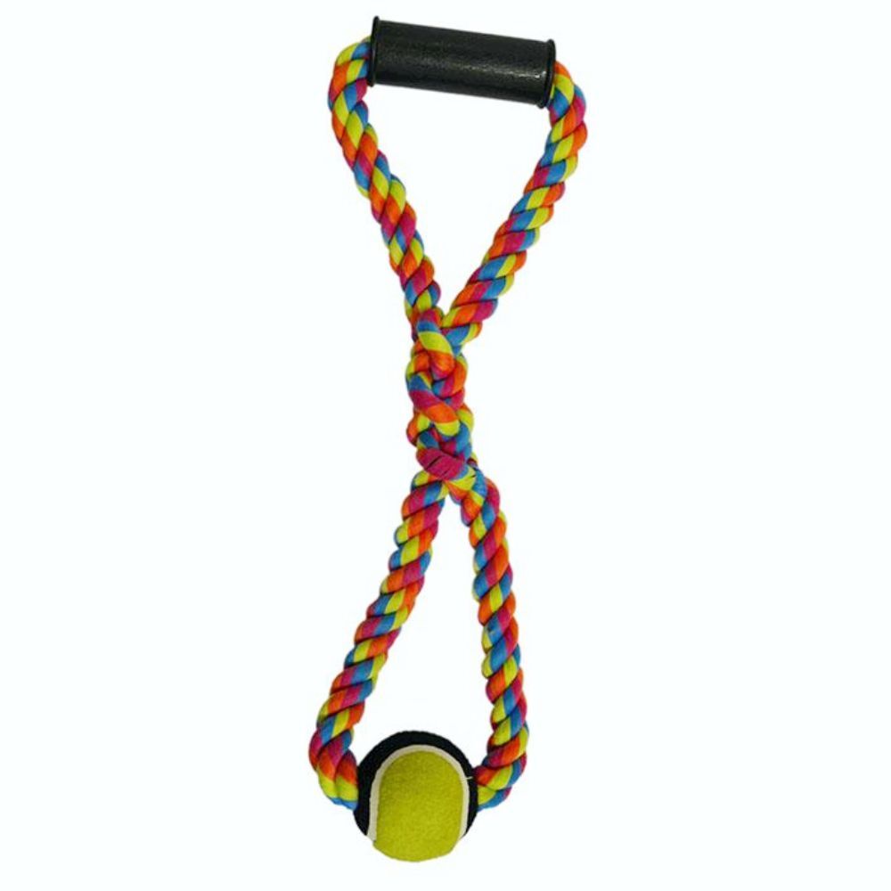 Scream Hand Tug Rope with Tennis Ball 50cm Dog Rope Toy