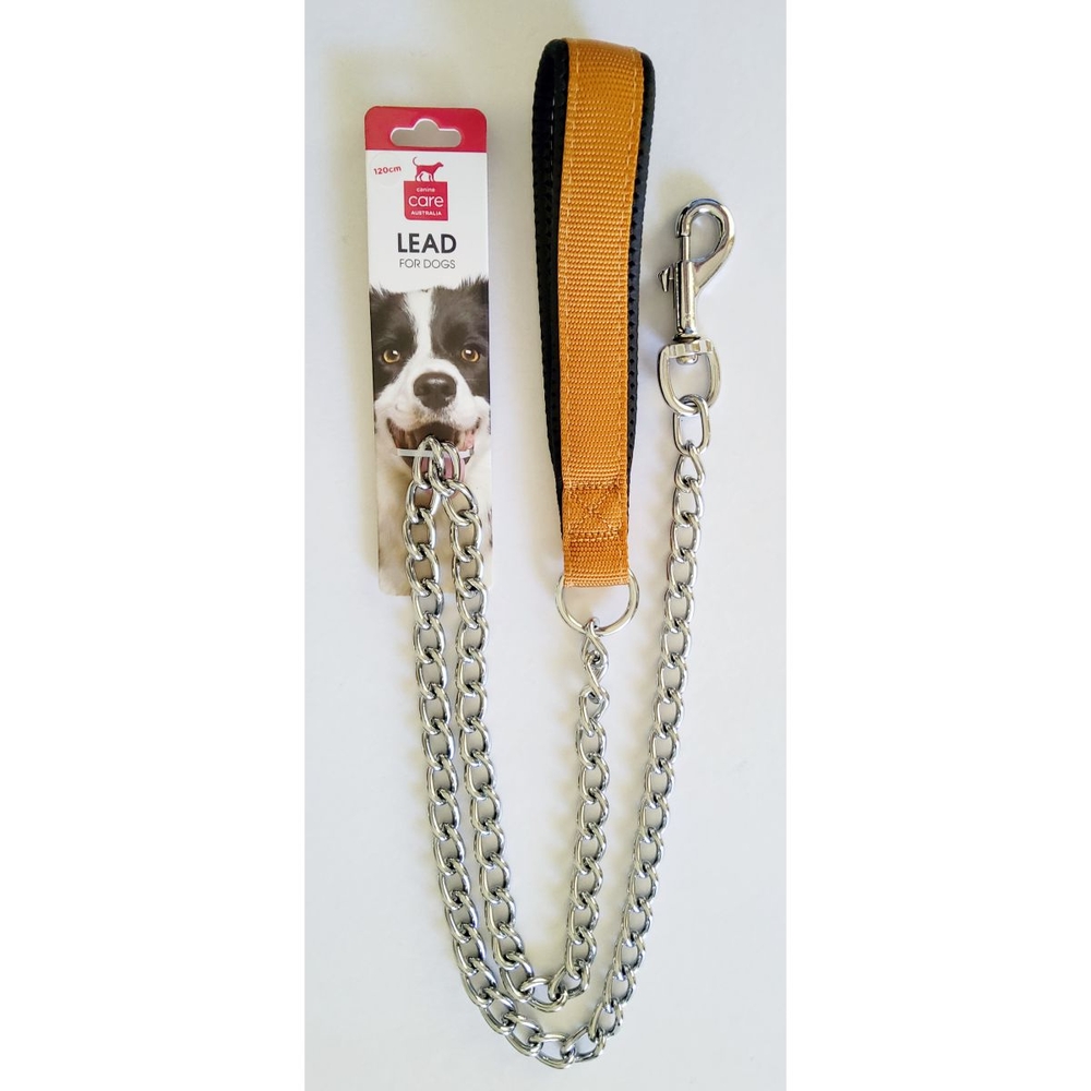 Canine Care Chain Dog Lead Padded Handle 120cm x 3.5mm (Gold)