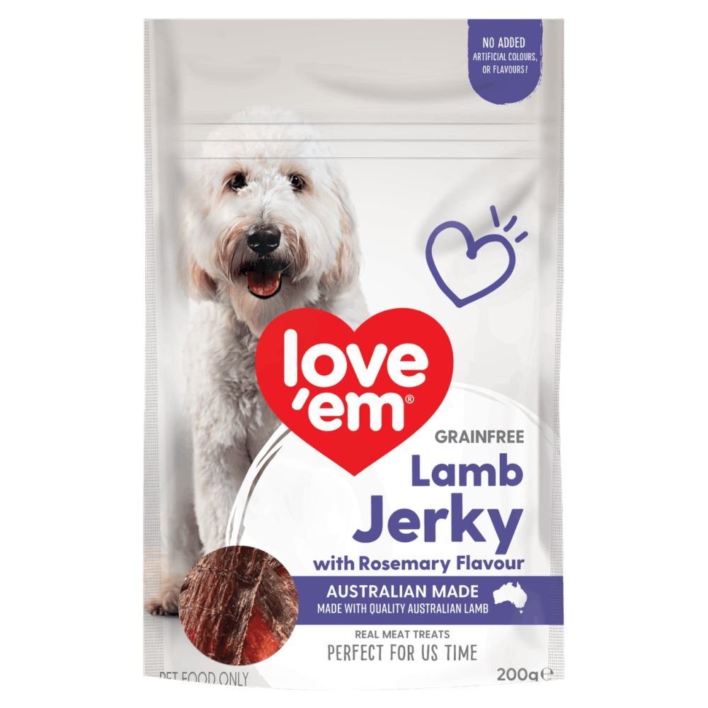 Love'em Grainfree Lamb & Rosemary Jerky Dog Treat 200g