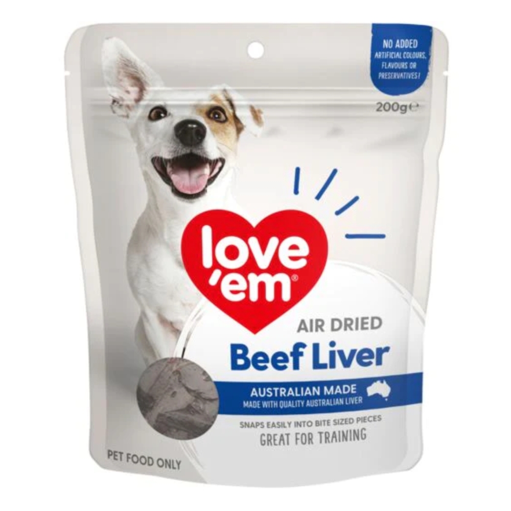 Love'em Air Dried Beef Liver Dog Treats 200g