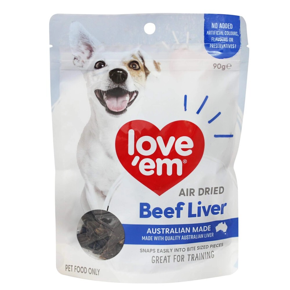 Love'em Air Dried Beef Liver Dog Treats 90g