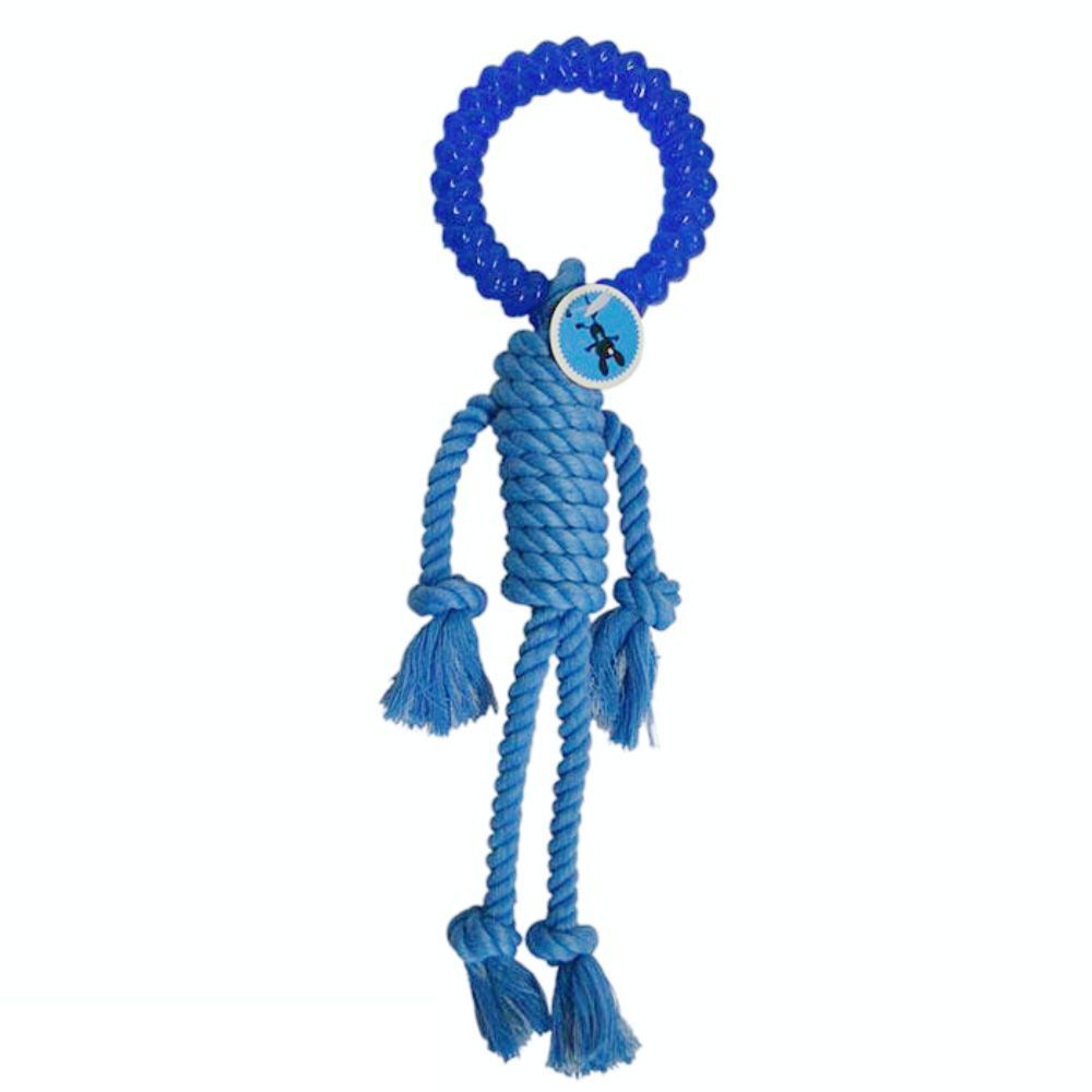 Scream Rope Man with TPR Head 30cm Loud Blue Dog Rope Toy