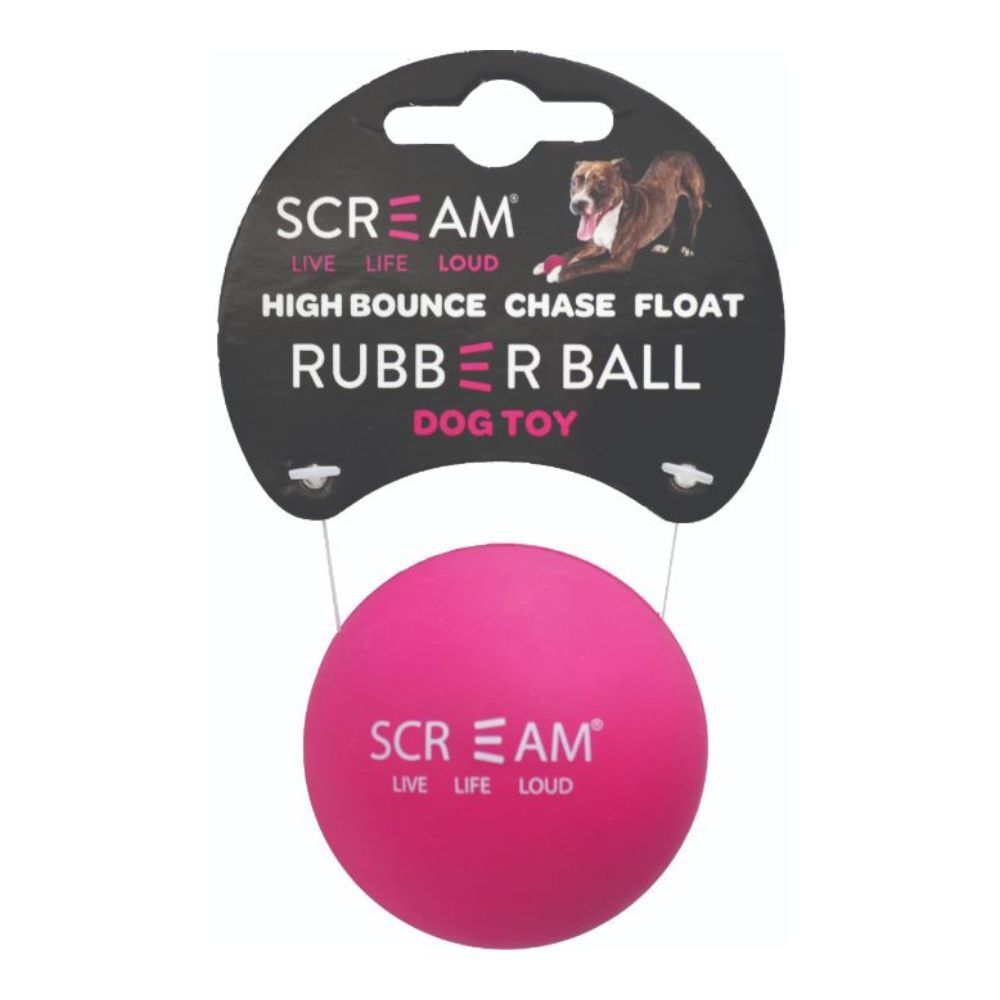 Scream High Bounce Chase Float 6cm Rubber Dog Ball (Loud Pink)