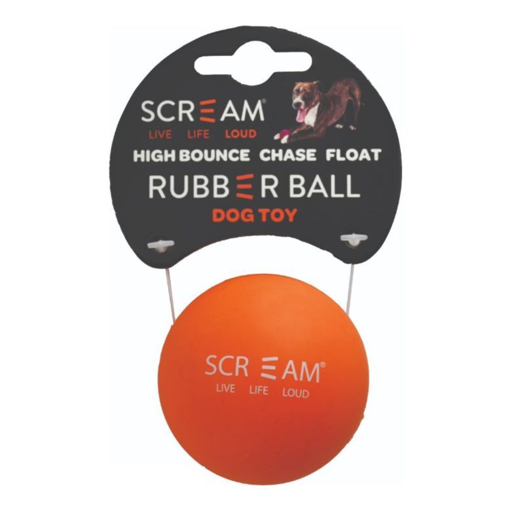Scream High Bounce Chase Float 6cm Rubber Dog Ball (Loud Orange)