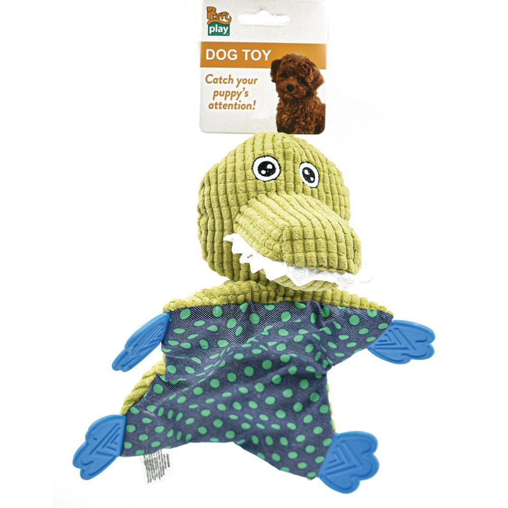 PuppyPlay Crinkle Teether Puppy and Small Dog Toy Crocodile 21cm