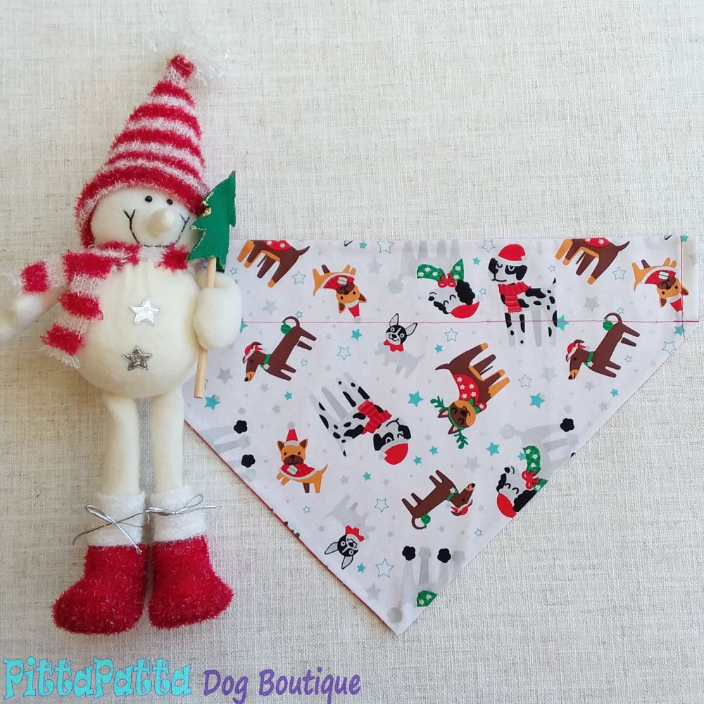 Collar Bandana White Christmas Design XXS - XXL