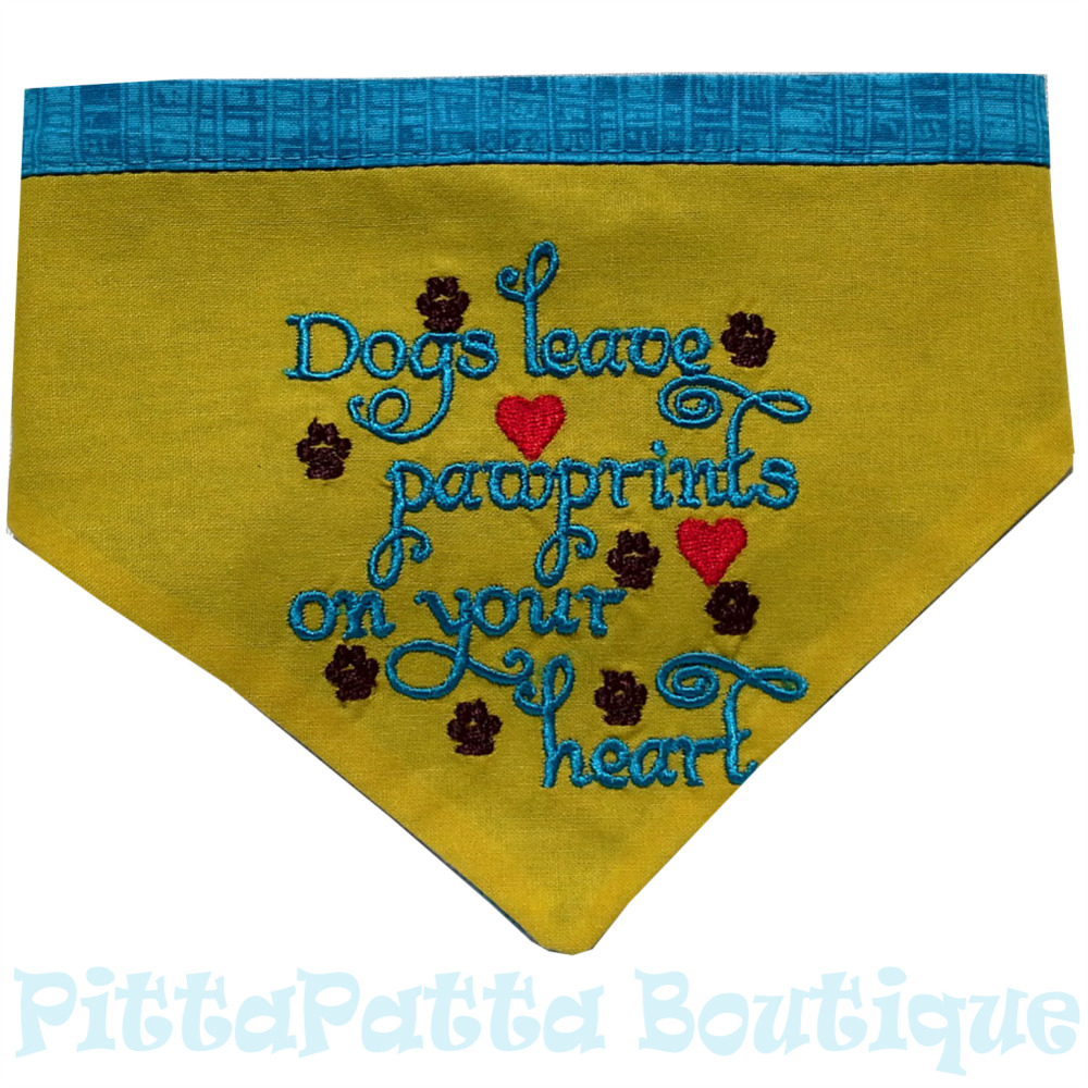 Dog Bandana 32-42cm Dogs Leave Pawprints on Your Heart Design