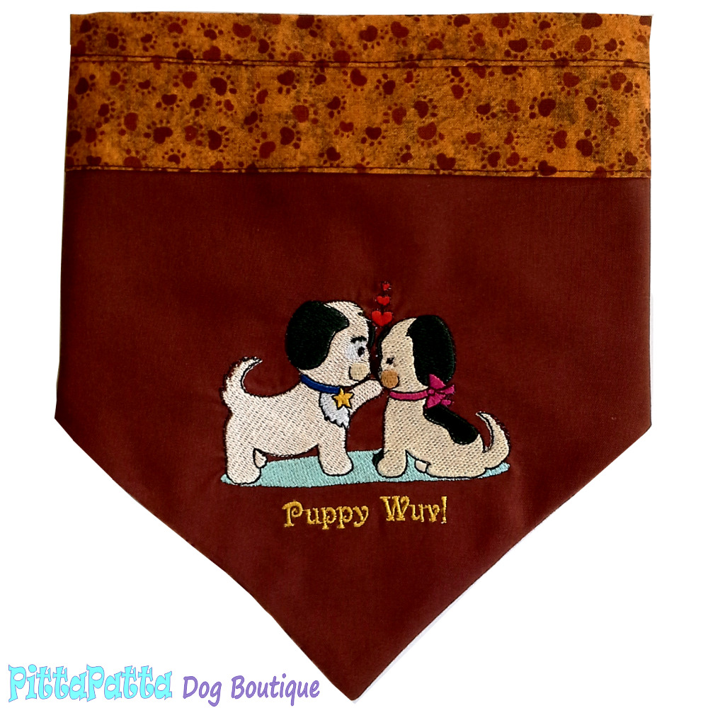 Dog Bandana 45-55cm Brown Puppy Wuv Design
