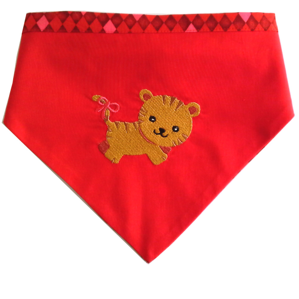 Dog Bandana 42-52cm Red Tiger Design
